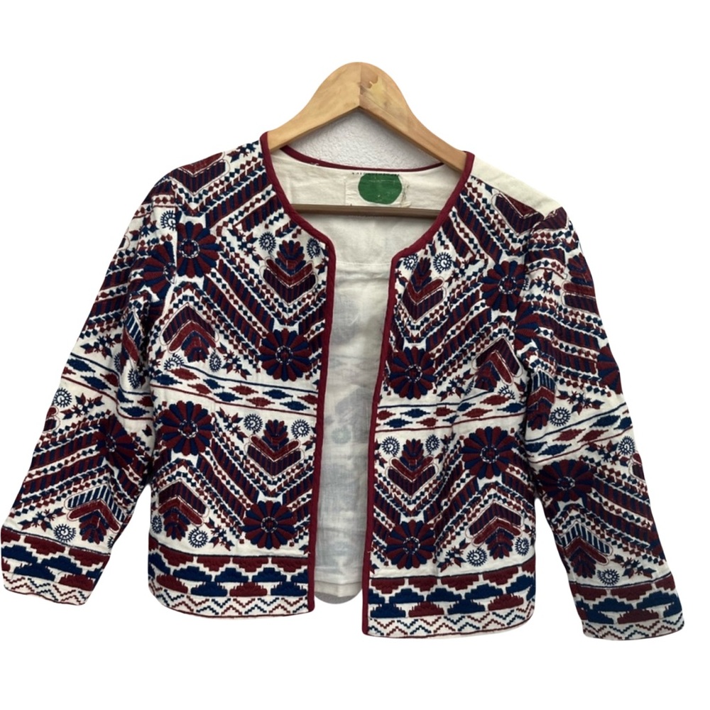 Anthropologie Multicolor Embroidered Floral Patterned Jacket Size XS Bohemian